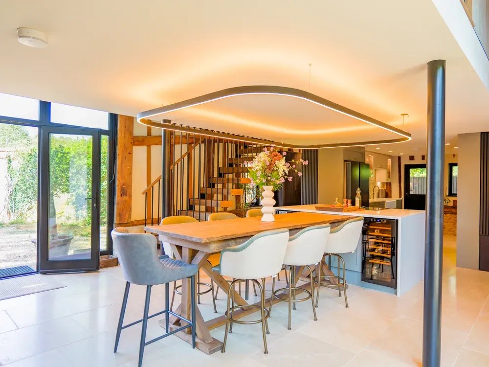 Bespoke oak staircase in a restored Surrey home