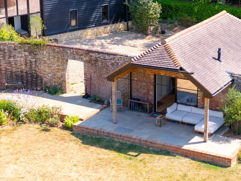 Garden-facing family room after reconfiguration